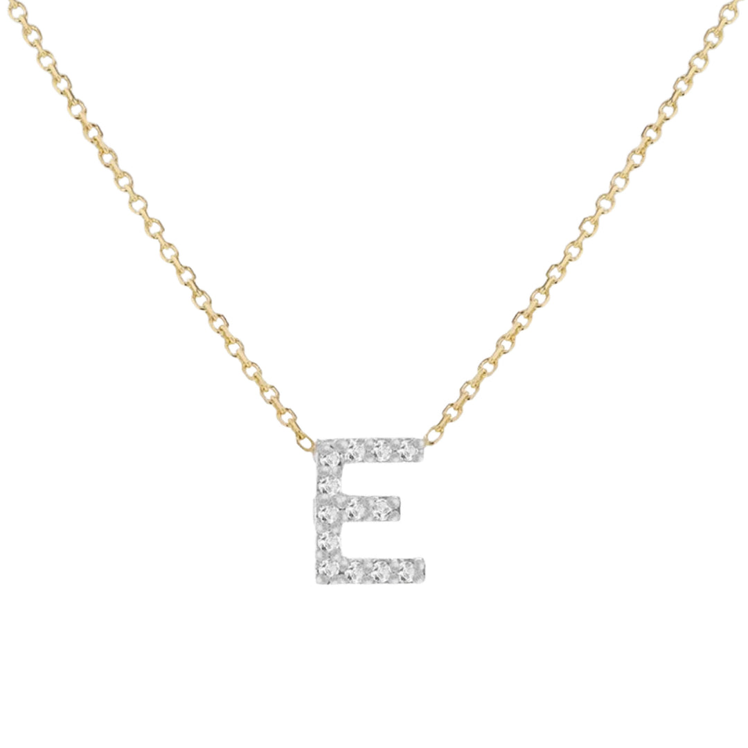 9ct Gold Diamond Mini Initial Necklace E