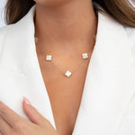 Load image into Gallery viewer, 9ct Gold Mother of Pearl Large Clover Necklace