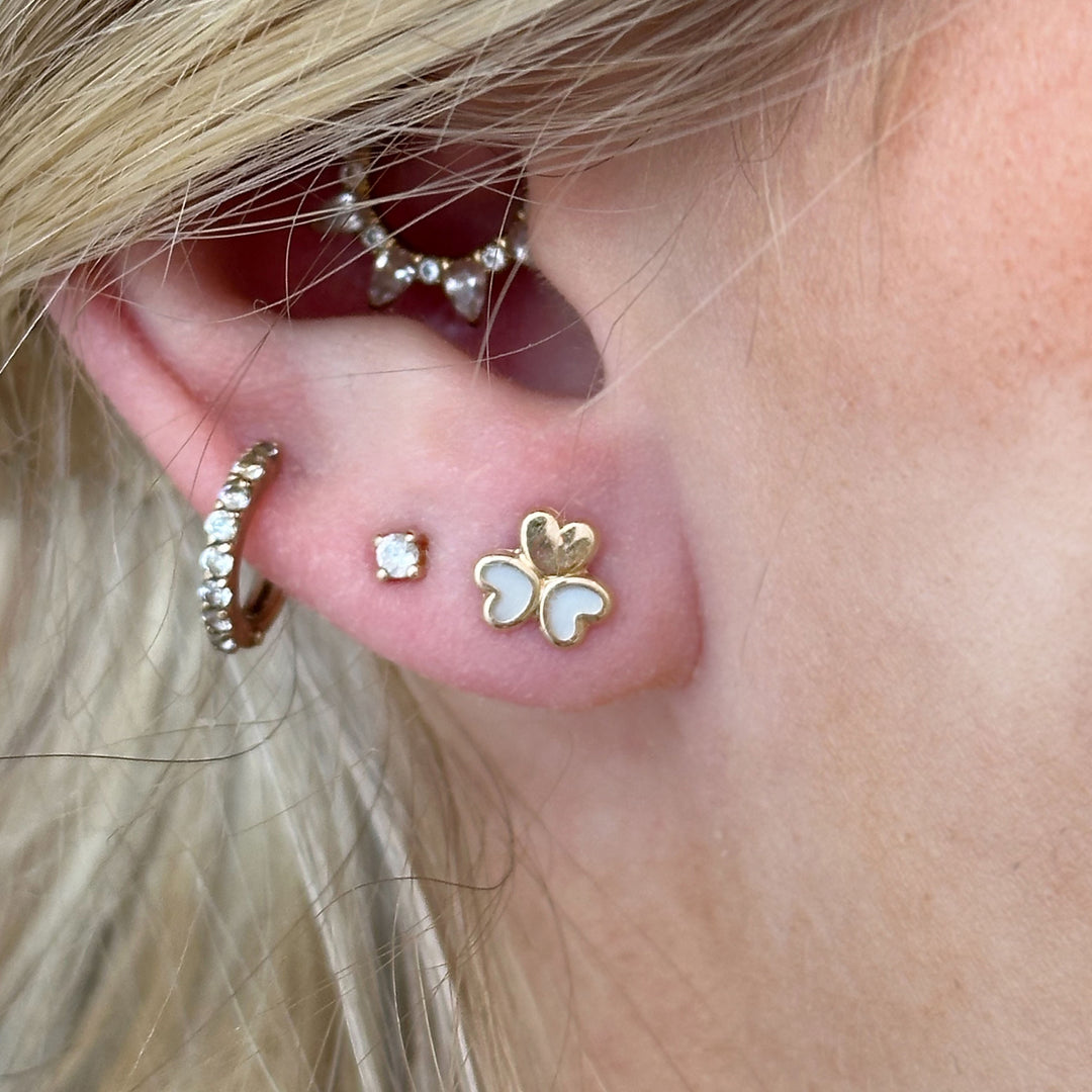9ct Gold Mother of Pearl Shamrock Stud Earrings