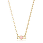 Load image into Gallery viewer, Gold Plated Orb Rose Quartz Link Necklace
