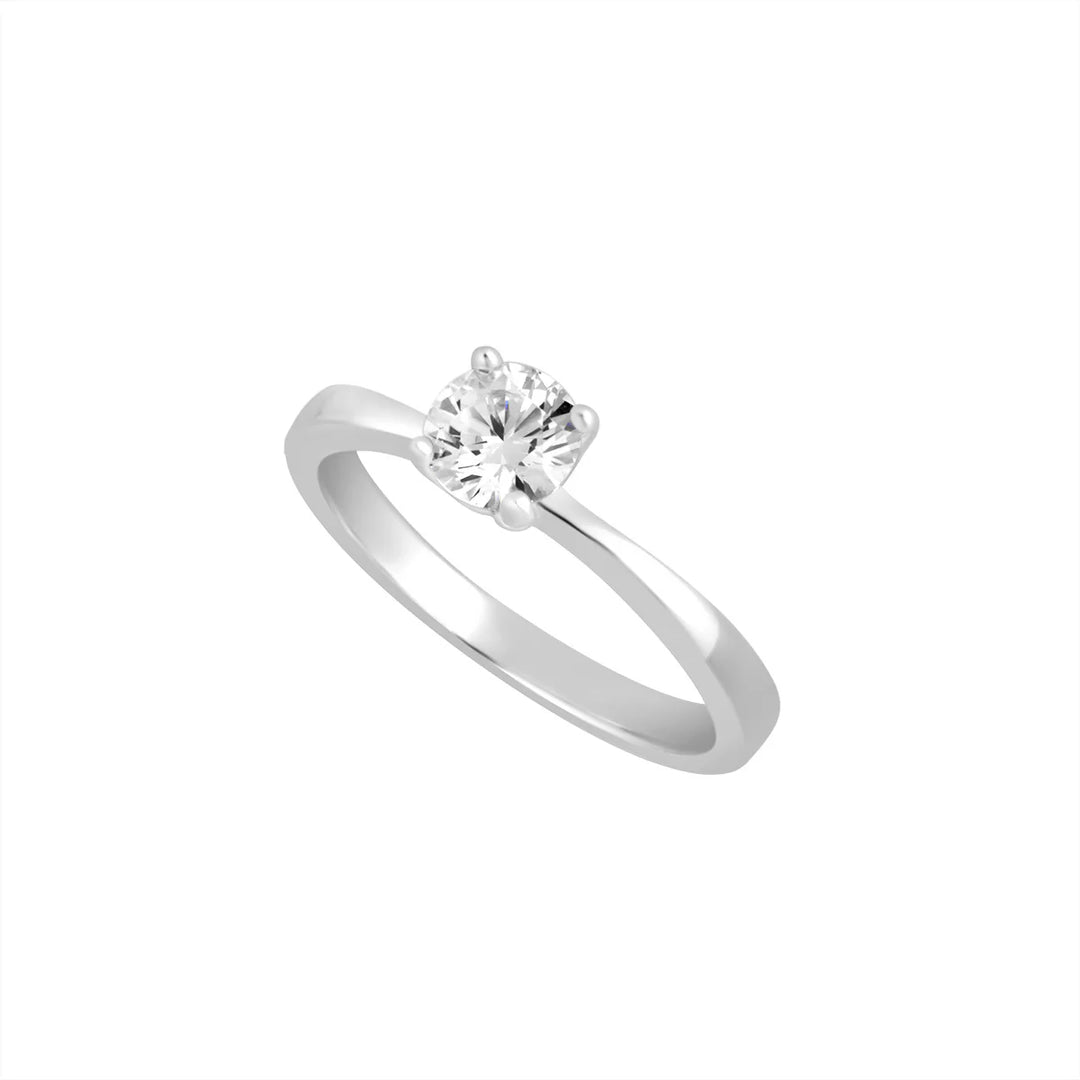 Silver CZ Solitaire Ring