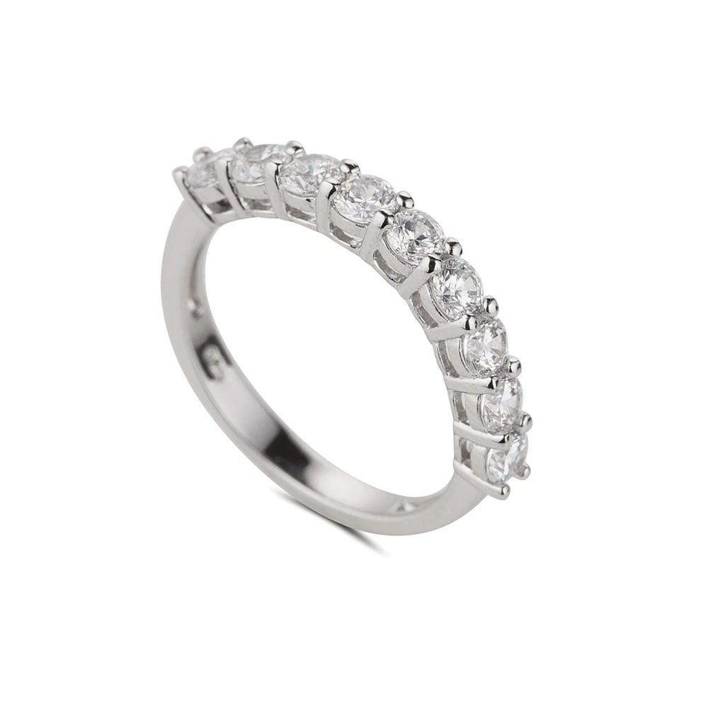 Silver CZ 9 Stone Eternity Ring