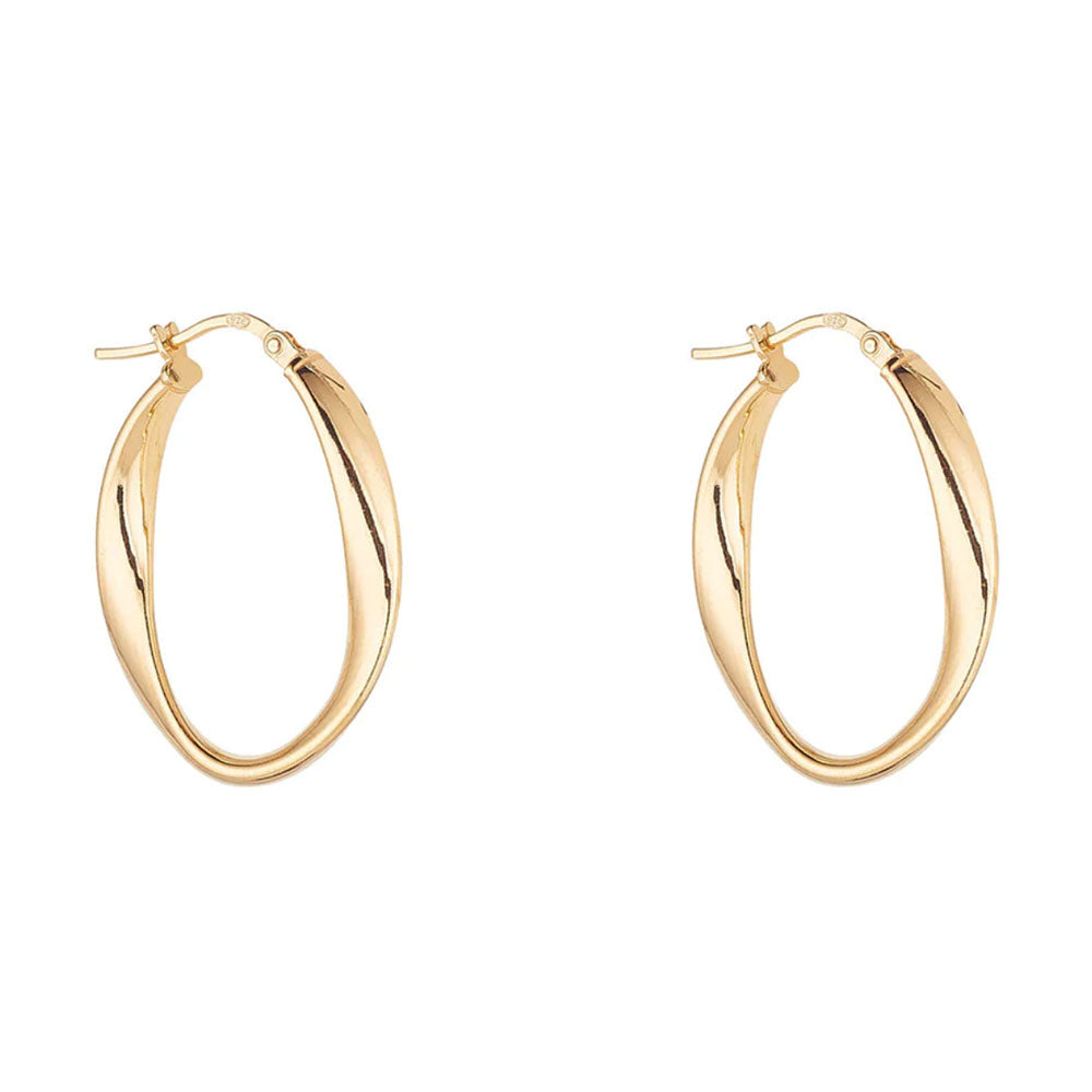 Gold Plated Twist Oval Hoop Earring