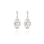 Load image into Gallery viewer, Silver Pearl Centred CZ Cluster Drop Earrings