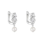 Load image into Gallery viewer, Silver Multi CZ Pearl Drop Earrings