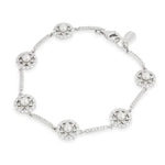 Load image into Gallery viewer, Silver Pearl Round Cluster CZ Linked Bracelet