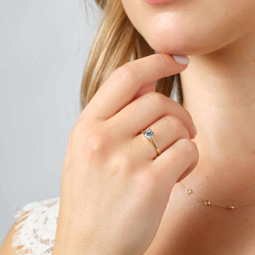 9ct Gold CZ Single Solitaire Ring