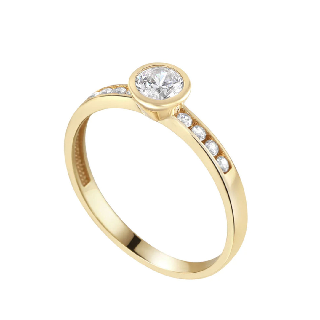 9ct Gold CZ Shoulder Ring