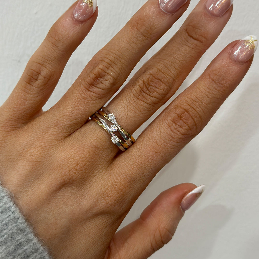 9ct Gold CZ Crossover Ring