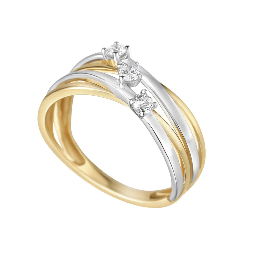 9ct Gold CZ Crossover Ring