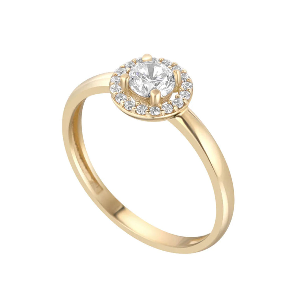 9ct Gold CZ Halo Ring