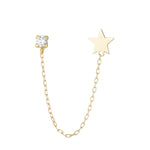 Load image into Gallery viewer, 9ct Gold CZ And Star Chain Earring
