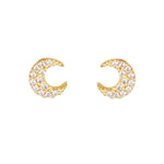 Load image into Gallery viewer, 9ct Gold CZ Moon Stud Earrings