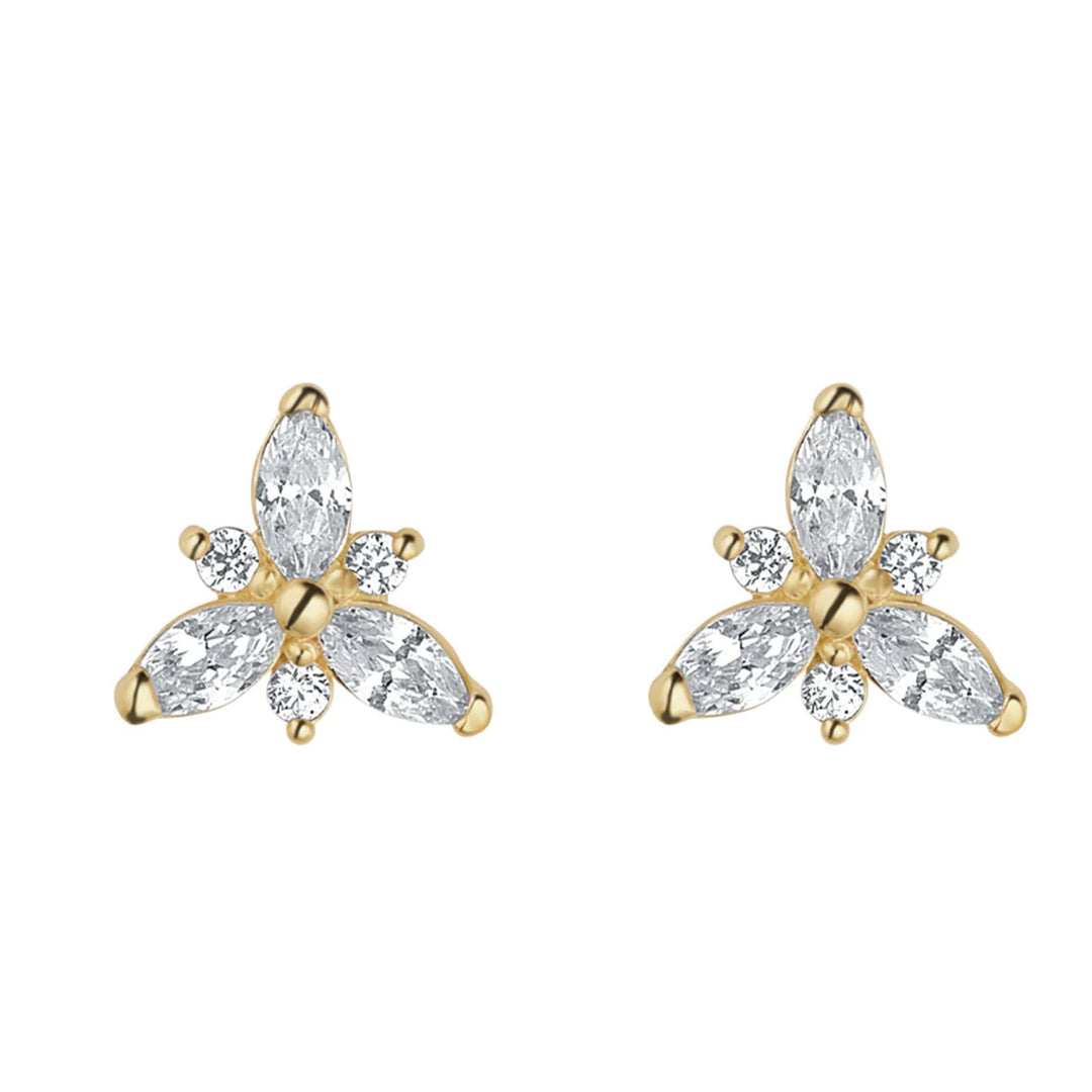 9ct Gold Marquis CZ Stud Earrings