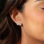 Load image into Gallery viewer, Silver CZ Flower Trio Stud Earrings