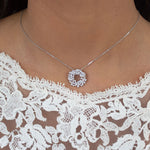 Load image into Gallery viewer, Silver CZ Open Circle Pendant Necklace