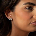Load image into Gallery viewer, Silver CZ Flower Trio Stud Earrings