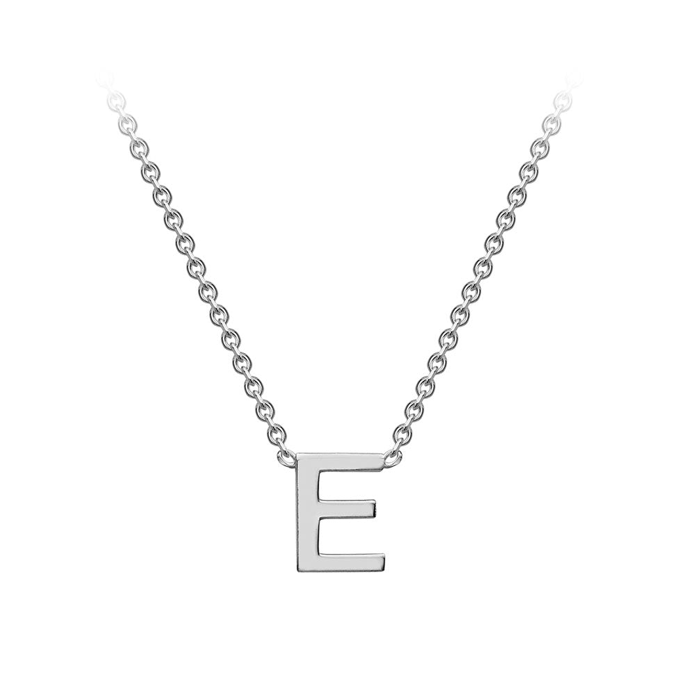 9ct White Gold Mini Initial Necklace E