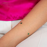 Load image into Gallery viewer, 9ct Gold Malachite Petal Bracelet