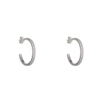 Load image into Gallery viewer, Silver 20mm Channel CZ Hoop Earrings