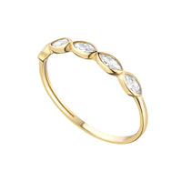 9ct Gold Five Marquise CZ Narrow Ring
