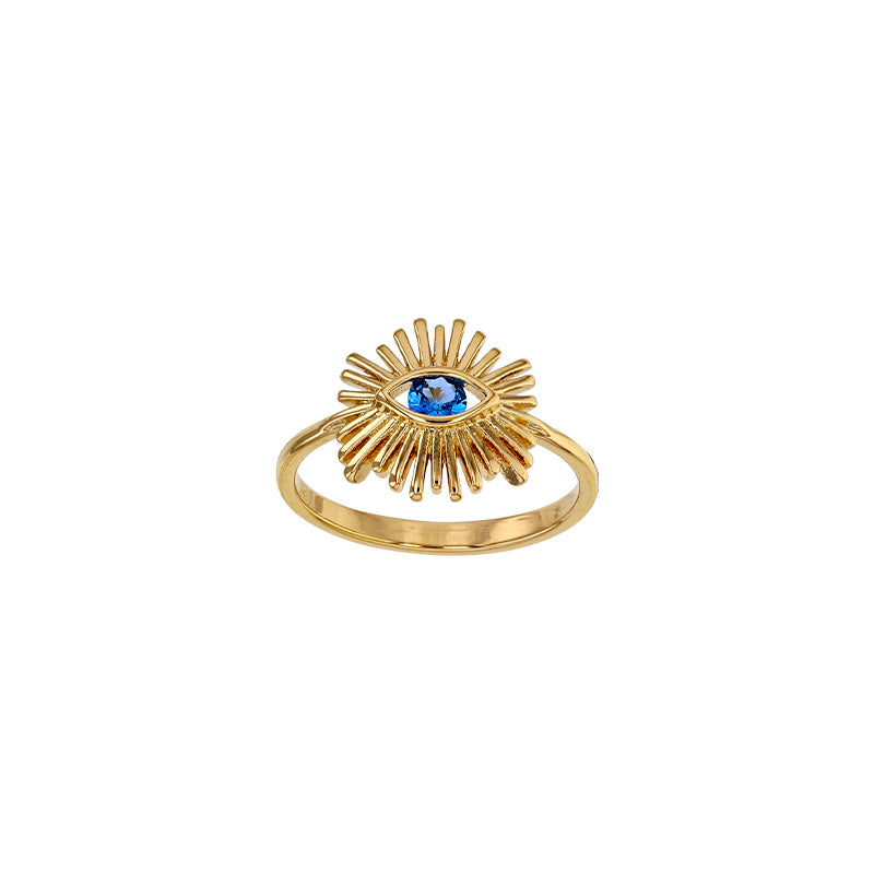 Gold Plated Cleo Starburst Evil Eye Ring