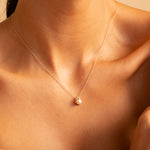 Load image into Gallery viewer, 9ct Gold Freshwater Pearl CZ Swirl Necklace