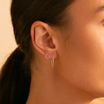 Load image into Gallery viewer, 9ct Gold CZ Baguette Circle Stud Earrings