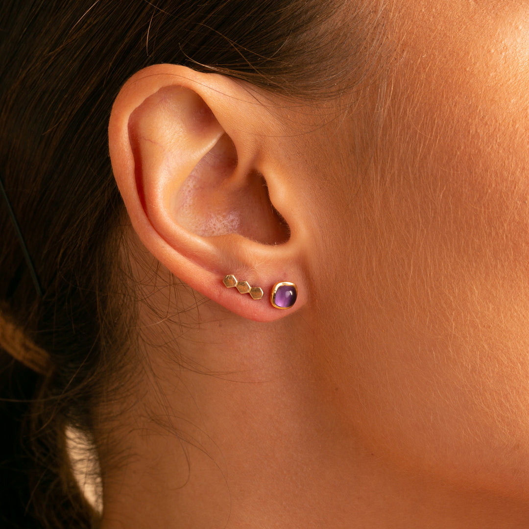 9ct Gold Honeycomb Stud Earrings