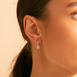 Load image into Gallery viewer, 9ct Gold CZ Drop Hoop Earrings