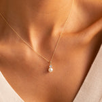 Load image into Gallery viewer, 9ct Gold Freshwater Pearl CZ Necklace