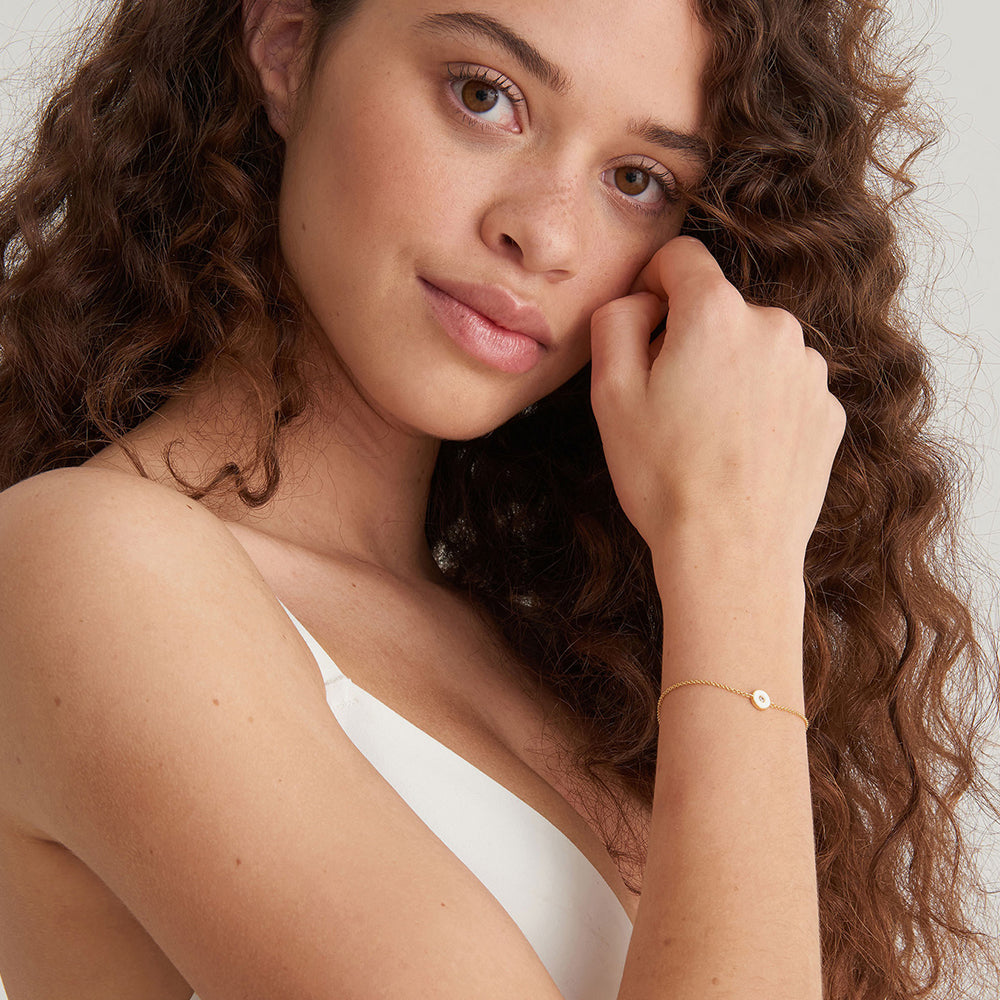 Gold Plated Optic White Enamel Bracelet