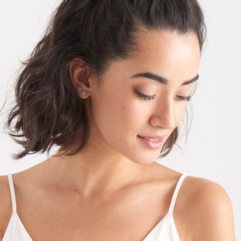 Silver Hidden Gem Turquoise Stud Earrings