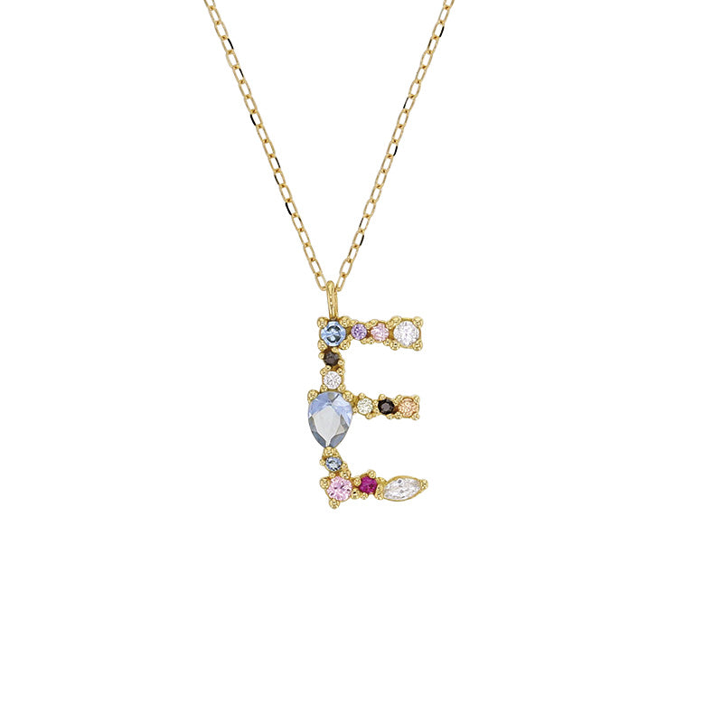 18ct Gold CZ Initial E Necklace