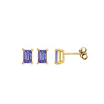 Load image into Gallery viewer, 18ct Gold Rectangle Tanzanite Earrings
