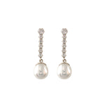 Load image into Gallery viewer, 9ct White Gold Pearl CZ Drop Earrings
