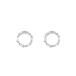 Load image into Gallery viewer, 9ct White Gold CZ Baguette Circle Stud Earrings
