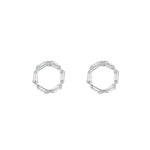 Load image into Gallery viewer, 9ct White Gold CZ Baguette Circle Stud Earrings