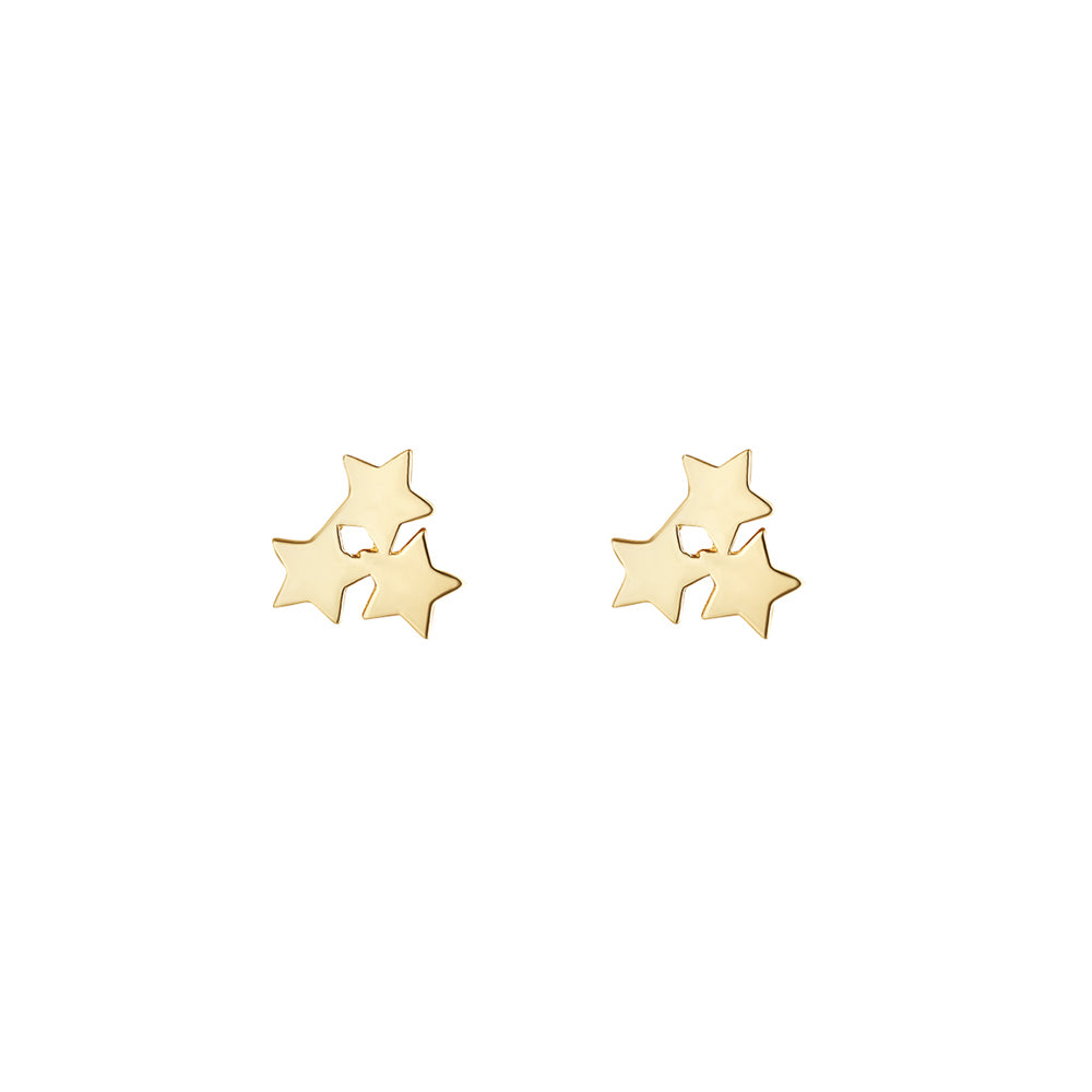 9ct Gold Triple Star Cluster Stud
