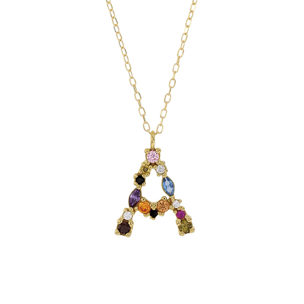18ct Gold CZ Initial A Necklace
