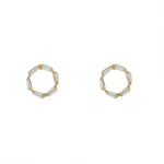 Load image into Gallery viewer, 9ct Gold CZ Baguette Circle Stud Earrings