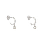 Load image into Gallery viewer, Silver CZ Huggie Freshwater Pearl Drop Earrings