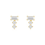 Load image into Gallery viewer, 9ct Gold Baguette CZ Stack Stud Earrings