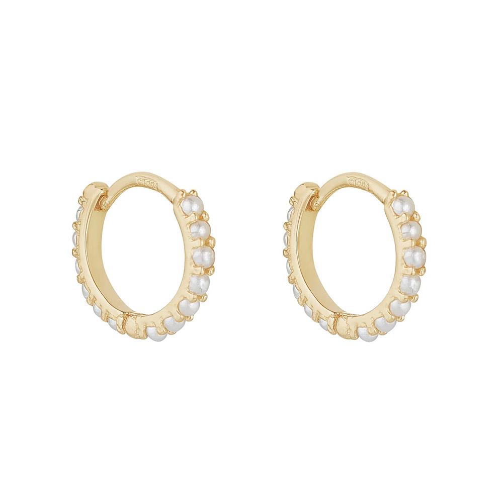 9ct Gold Teeny Pearl Huggie Earrings
