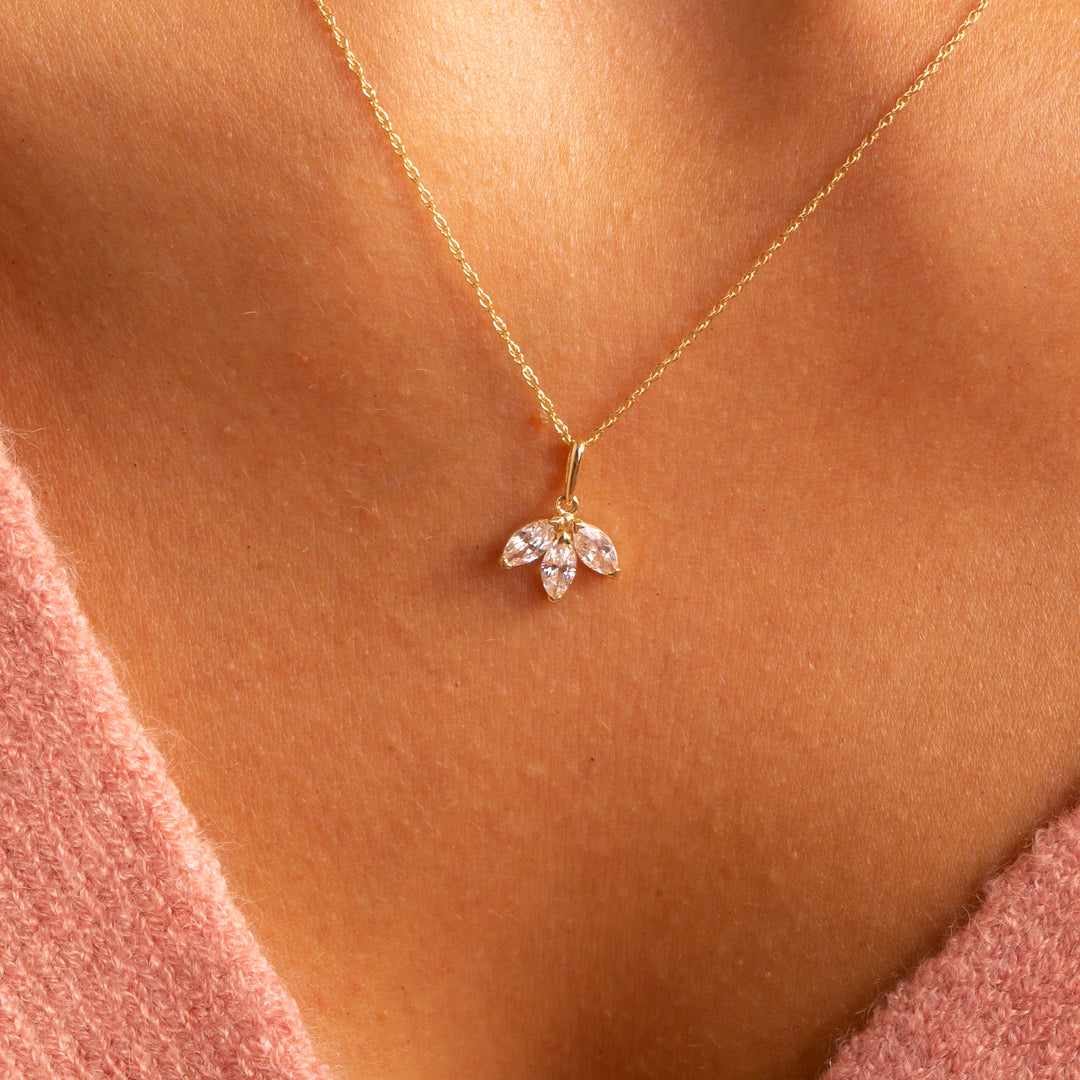 9ct Gold Marquise Lotus Leaf Necklace