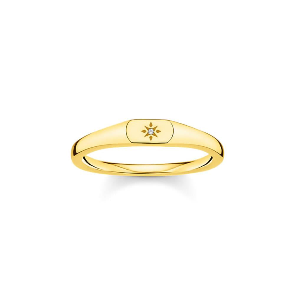 Gold Plated CZ Signet Ring