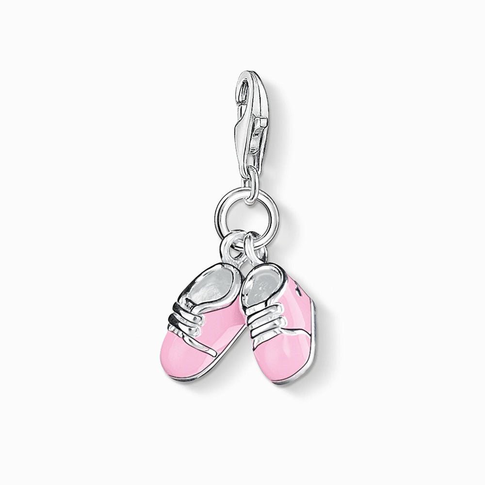 Silver Pink Booties Charm