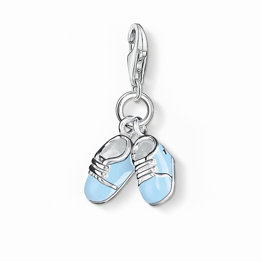 Silver Blue Booties Charm