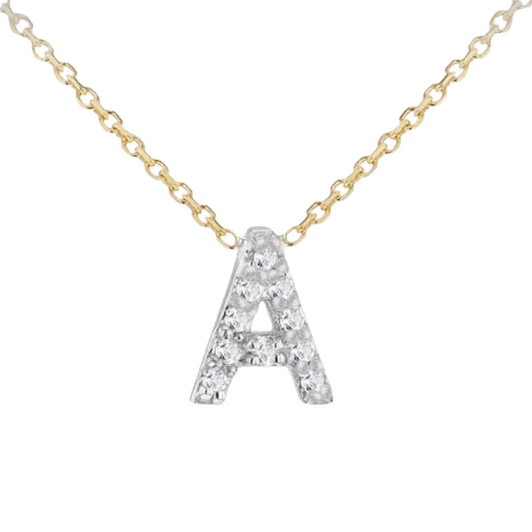 9ct Gold Diamond Mini Initial Necklace A
