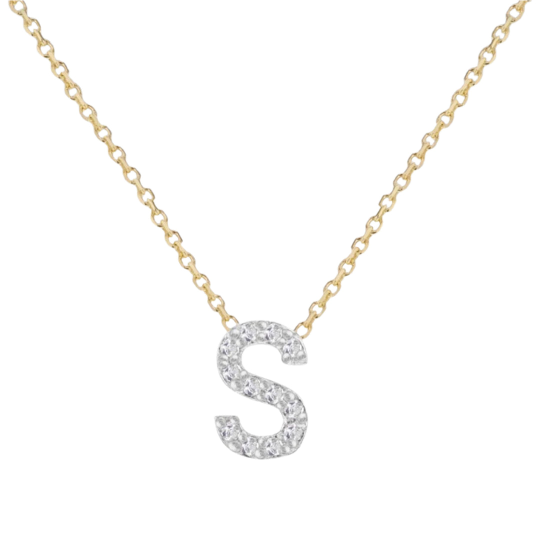 9ct Gold Diamond Mini Initial Necklace S